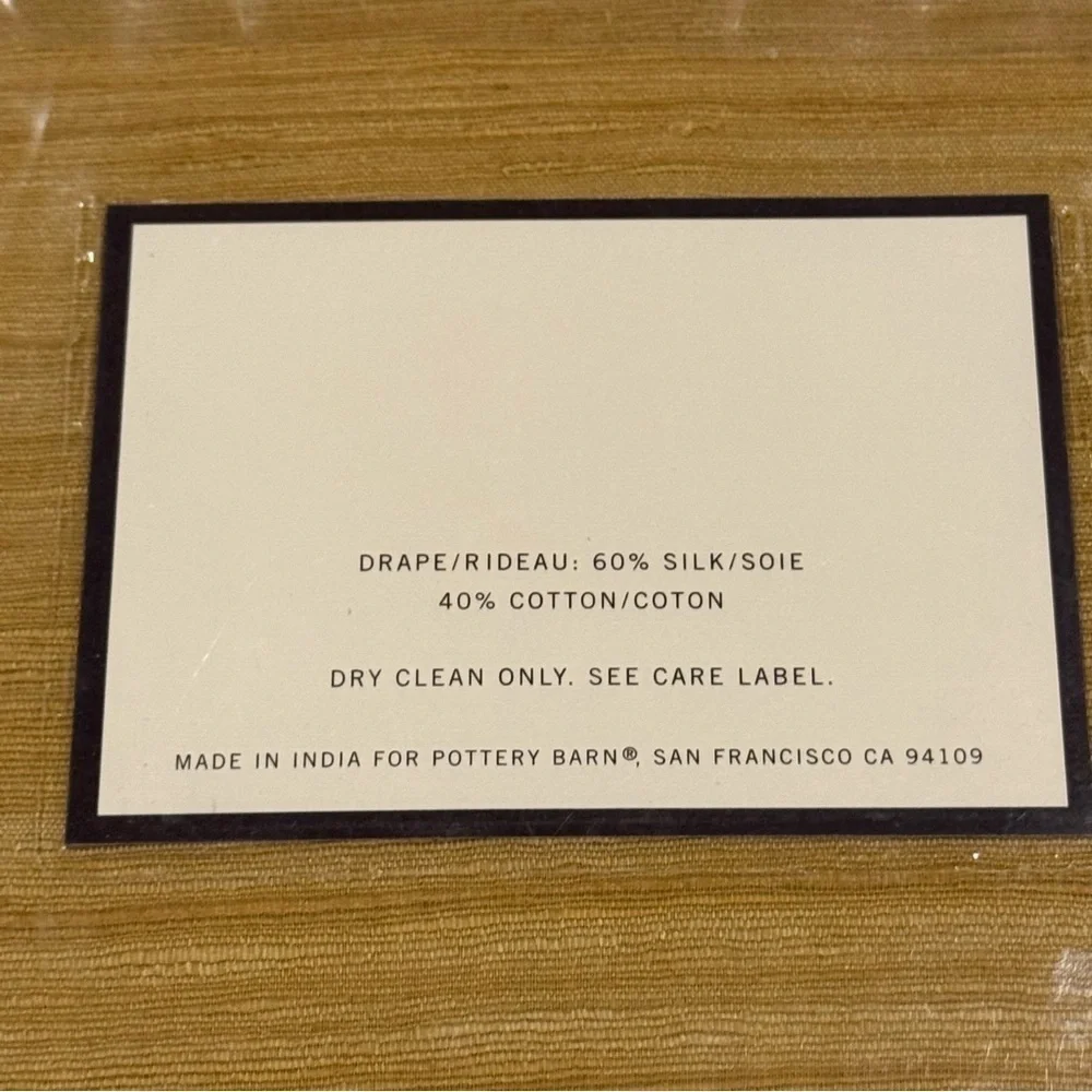 Pottery Barn Anna Raw Silk Drape Rideau Gold 40x96